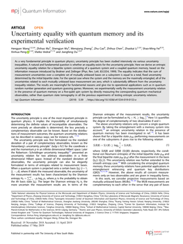 Uncertainty Equality with Quantum Memory and Its Experimental Veriﬁcation