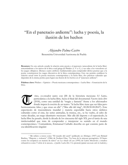 “En El Pancracio Ardiente”: Lucha Y Poesía, La Ilusión De Los Hechos