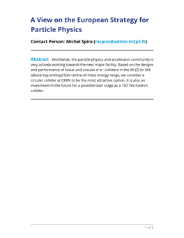 A View on the European Strategy for Particle Physics