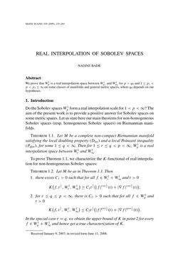 Real Interpolation of Sobolev Spaces