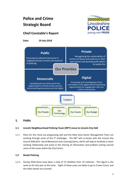 July 2018: Chief Constable's Report