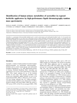 Identification of Human Urinary Metabolites of Acetochlor In