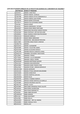 Liste Des Etudiants Enroles De La Faculte Des Sciences De L'universite