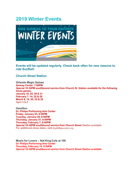 2019 Winter Events