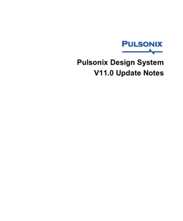 Pulsonix Design System V11.0 Update Notes