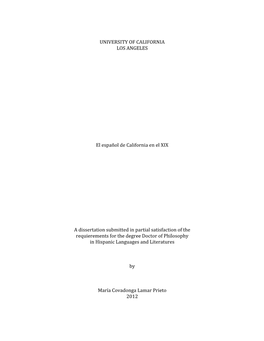 UNIVERSITY of CALIFORNIA LOS ANGELES El Español De California