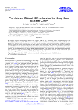 The Historical 1900 and 1913 Outbursts of the Binary Blazar Candidate OJ287