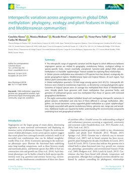 Phylogeny, Ecology and Plant Features in Tropical and Mediterranean Communities