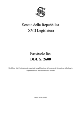 Senato Della Repubblica XVII Legislatura Fascicolo Iter DDL S