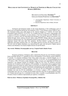 Mollusks of the Continental Margin of Northeast Brazil Collected During Jops Ii-6