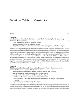 Detailed Table of Contents