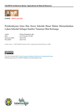 Pemberdayaan Guru Dan Siswa Sekolah Dasar Dalam Memanfaatkan Lahan Sekolah Sebagai Sumber Tanaman Obat Keluarga