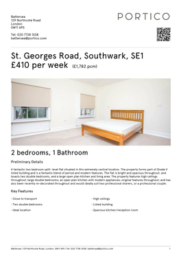 St. Georges Road, Southwark, SE1 £410 Per Week