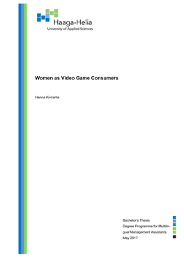 Women As Video Game Consumers