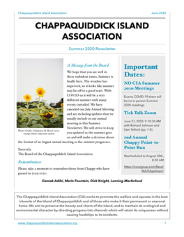 Chappy Newsletter Summer 2020Final2