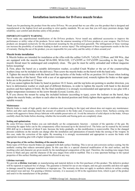 Installation Instructions for D-Force Muzzle Brakes