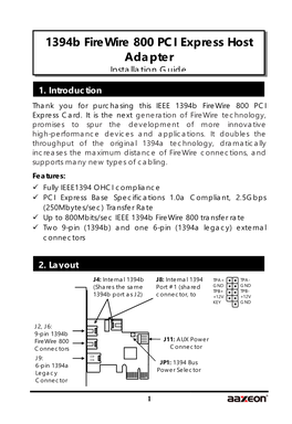 1394B Firewire 800 PCI Express Host Adapter Installation Guide