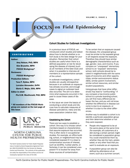 Cohort Studies for Outbreak Investigations