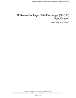 Software Package Data Exchange (SPDX​®​) Specification