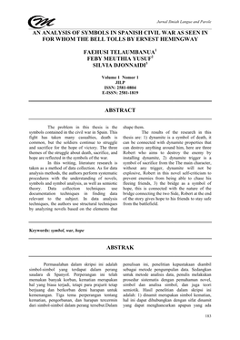 An Analysis of Symbols in for Whom the Bell Faehusi Te Sis