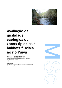 Avaliação Da Qualidade Ecológica De Zonas Ripícolas E Habitats Fluviais No Rio Paiva