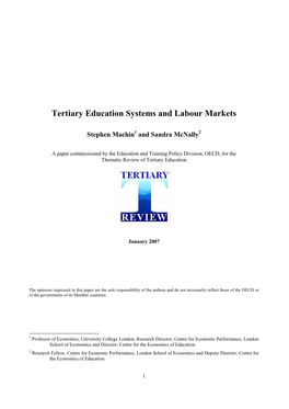 Tertiary Education Systems and Labour Markets