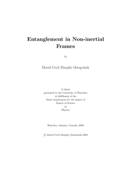 Entanglement in Non-Inertial Frames