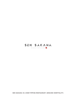 Sen Sakana Is a Non-Tipping Restaurant. Genuine Hospitality