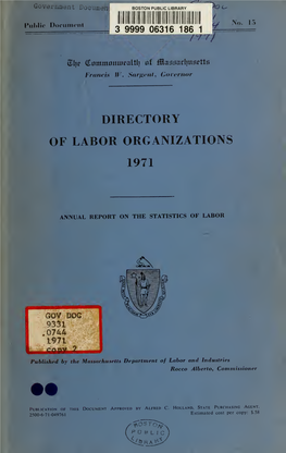 Directory of Labor Organizations in Massachusetts