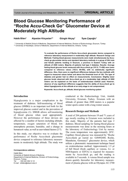 Blood Glucose Monitoring Performance of “Roche Accu-Check Go” Glucometer Device at Moderately High Altitude