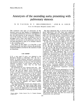 Aneurysm of the Ascending Aorta Presenting with Pulmonary Stenosis