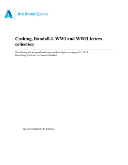 Cushing, Randall J. WWI and WWII Letters Collection