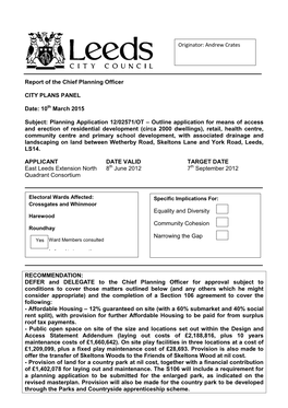 10 March 2015 Subject: Planning Application 12/02571/OT – Outline