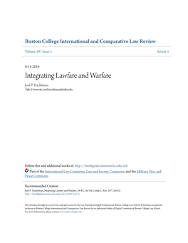 Integrating Lawfare and Warfare Joel P