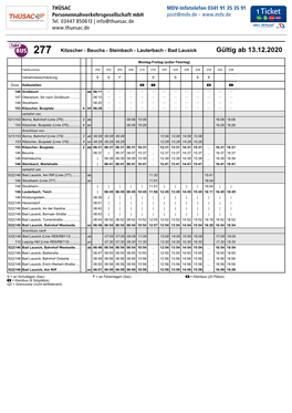 277 Kitzscher - Beucha - Steinbach - Lauterbach - Bad Lausick Gültig Ab 13.12.2020