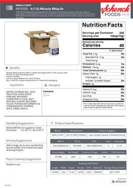 9913500 - 4/1 Gl Miracle Whip Dr KRAFT Miracle Whip Salad Dressing Adds a Bit of Attitude to Everything It Touches