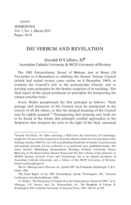 Dei Verbum and Revelation