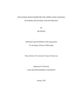 Mechanism–Based Inhibitors for Copper Amine Oxidases