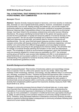 A Functional Trait Perspective on the Biodiversity of Hydrothermal Vent Communities