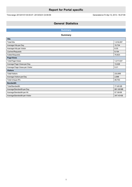 Report for Portal Specific