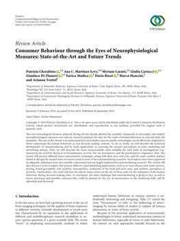 Review Article Consumer Behaviour Through the Eyes of Neurophysiological Measures: State-Of-The-Art and Future Trends