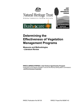 Determining the Effectiveness of Vegetation Management Programs Measures and Methodologies - Literature Review