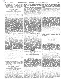 CONGRESSIONAL RECORD— Extensions of Remarks E 273 HON