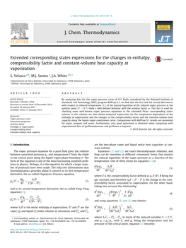 Extended Corresponding States Expressions for the Changes in Enthalpy, Compressibility Factor and Constant-Volume Heat Capacity at Vaporization ⇑ S