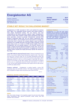 Energiekontor AG FIRST BERLIN Equity Research