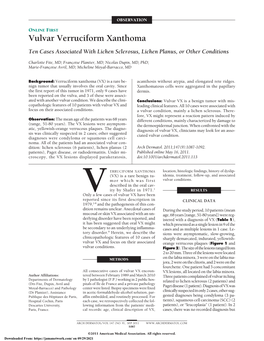 Vulvar Verruciform Xanthoma Ten Cases Associated with Lichen Sclerosus, Lichen Planus, Or Other Conditions