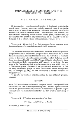 Parallelizable Manifolds and the Fundamental Group