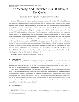 The Meaning and Characteristics of Islam in the Qur'an