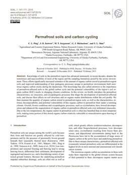 Permafrost Soils and Carbon Cycling