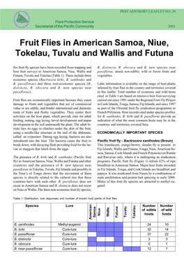 Fruit Flies in American Samoa, Niue, Tokelau, Tuvalu and Wallis and Futuna